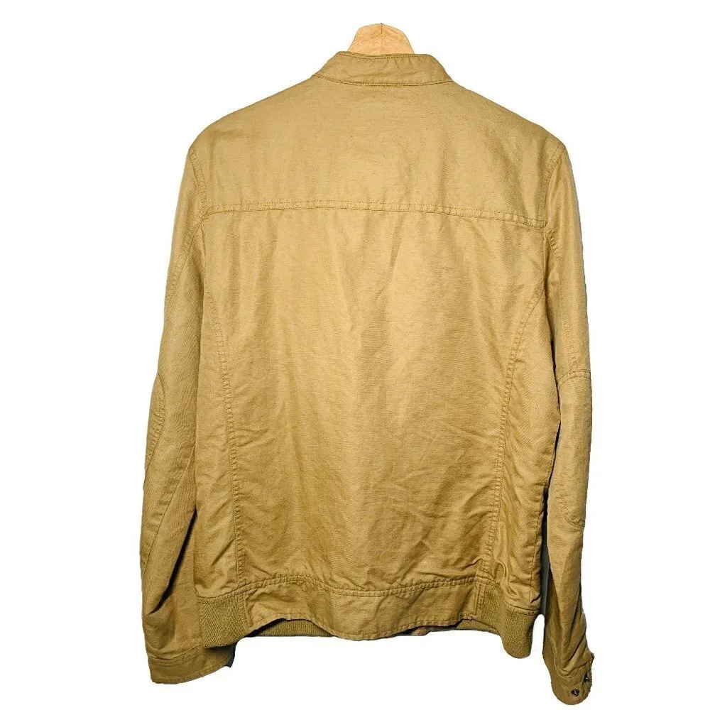 U.S. Polo Assn Men's M Medium Full Zip Solid Cotton Linen Blend Bomber Jacket